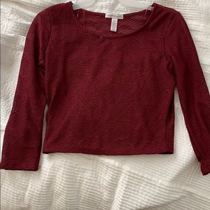 Maroon long sleeve crop top